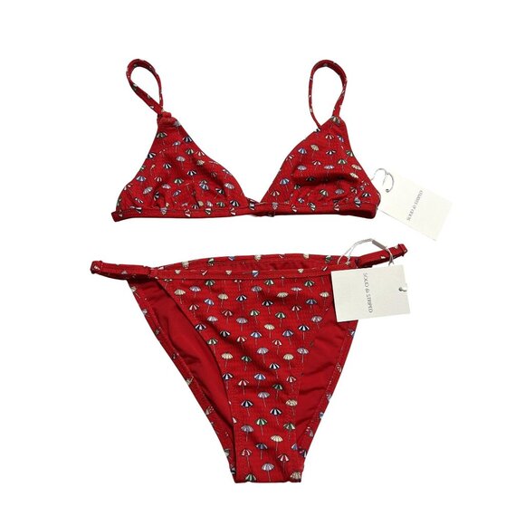 Solid & Striped Lulu Bikini in Red Umbrella Print